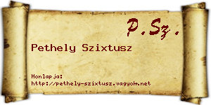 Pethely Szixtusz névjegykártya